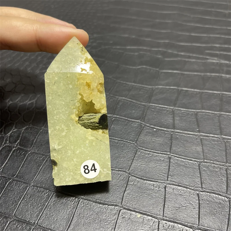 108g Natural Crystal Wand Grape Stone Hair Tourmaline Green Prehnite Mineral Geode Tower Reiki Meditation Energy Home Decor