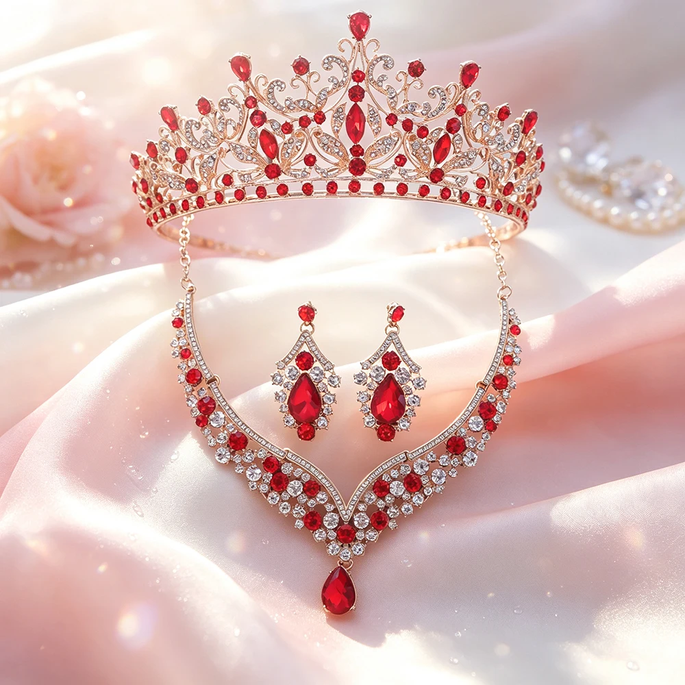 Women'S Fashion Earrings - 1/3pcs Luxury Fashion Wedding Tiara Crown