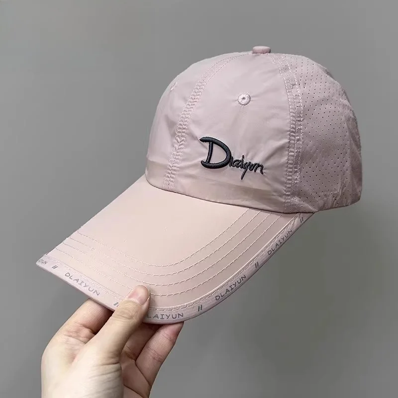 quick-dry-baseball-cap-unisex-large-brim-sun-protection-hat-summer-pink-sporty-casual-style-travel-friendly-flat-top-cap