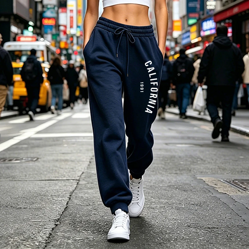 Tägliche Damen-Sporthose mit Print, lässige Baggy-Hose für Outdoor, Jogging, Sweathose, Herbst/Winter 2026, modische Street-Sportbekleidung – Detail 3