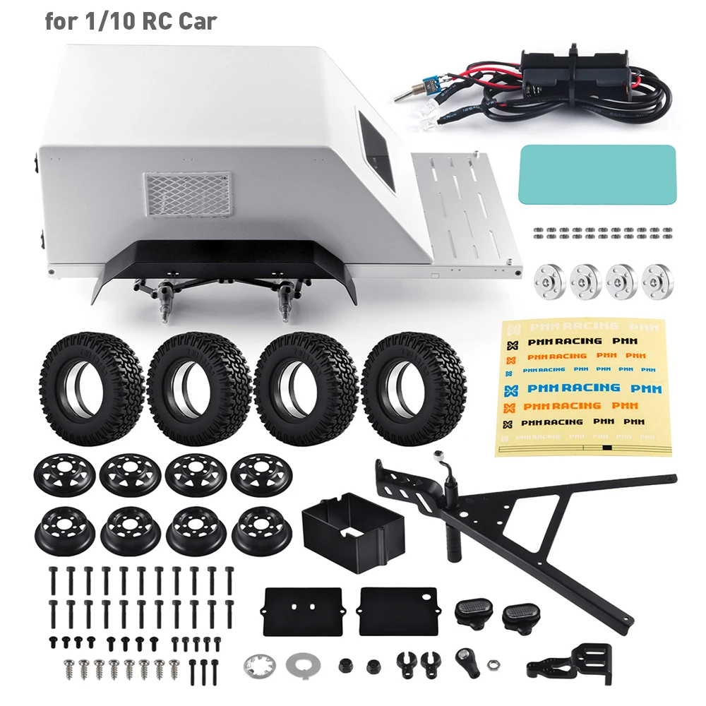 Mibidao simulação de metal rc engate montagem caixa funil reboque para 1/18 1/10 rc carro atualização peças acessórios