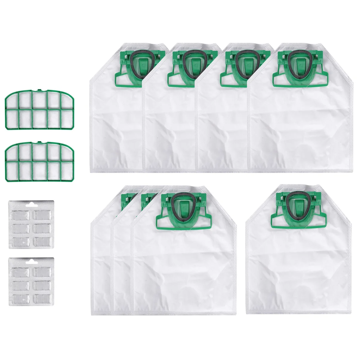 Para VK200 FP200 piezas para Vorwerk Kobold bolsa de aspiradora filtro de repuesto 8 bolsas VK200 + 2 filtros HEPA + 12 fragancias