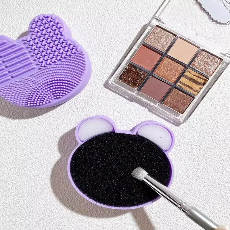 Makeup Brush Cleaning Tool Silicone Cute Portable Bear Shaped Cleansing Comestics Brush Cleaner For Prevent Makeup Residue