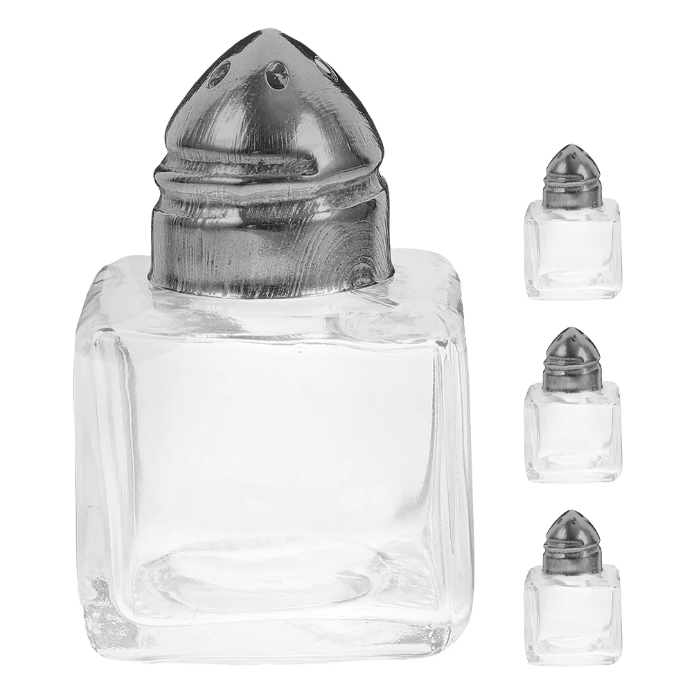 

4pcs Glass Salt Pepper Shakers Condiment Containers Kitchen Seasoning Bottles Spice Jars For Home Camping Barbecue Leakproof