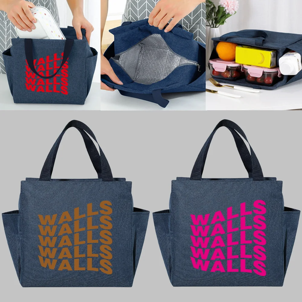 

Walls Series Printed Lunch Bag Waterproof Insulated Canvas Cooler Bag 1PCS Portable Thermal Food Picnic Lunch Bag for Women Kids