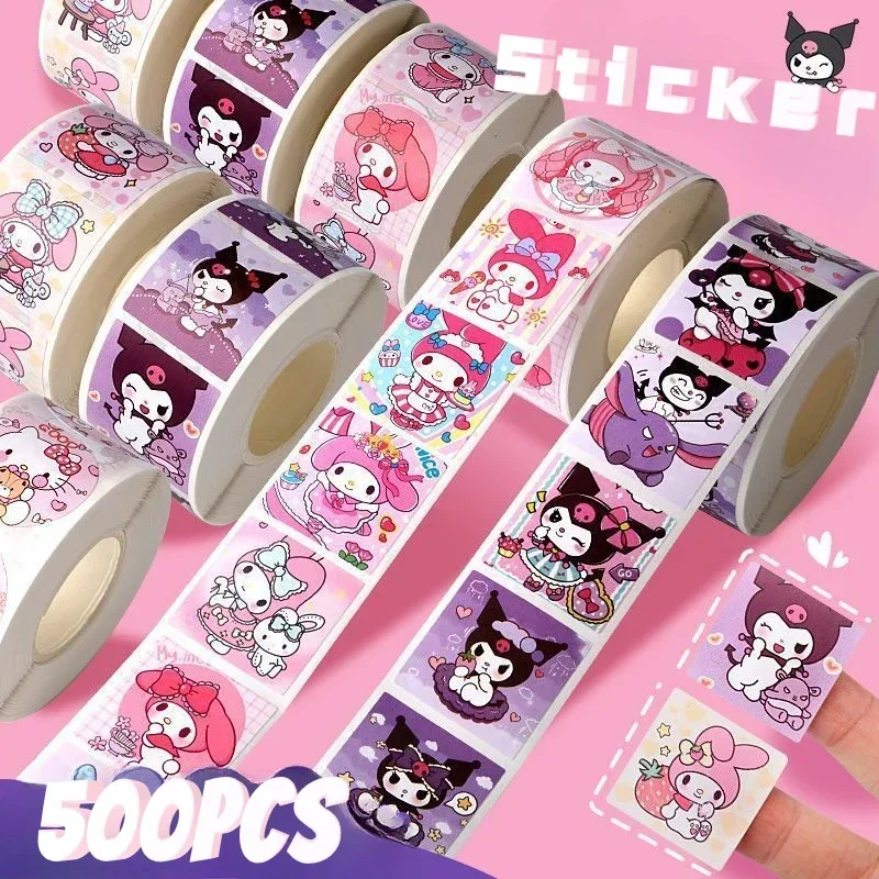 500 Stück Sanrio Hallo Kitty Cartoon Aufkleber niedlichen Cartoon Kuromi meine Melodie Kinder Tagebuch Bonus Geschenk Verschluss Tagebuch Broschüre Geschenk