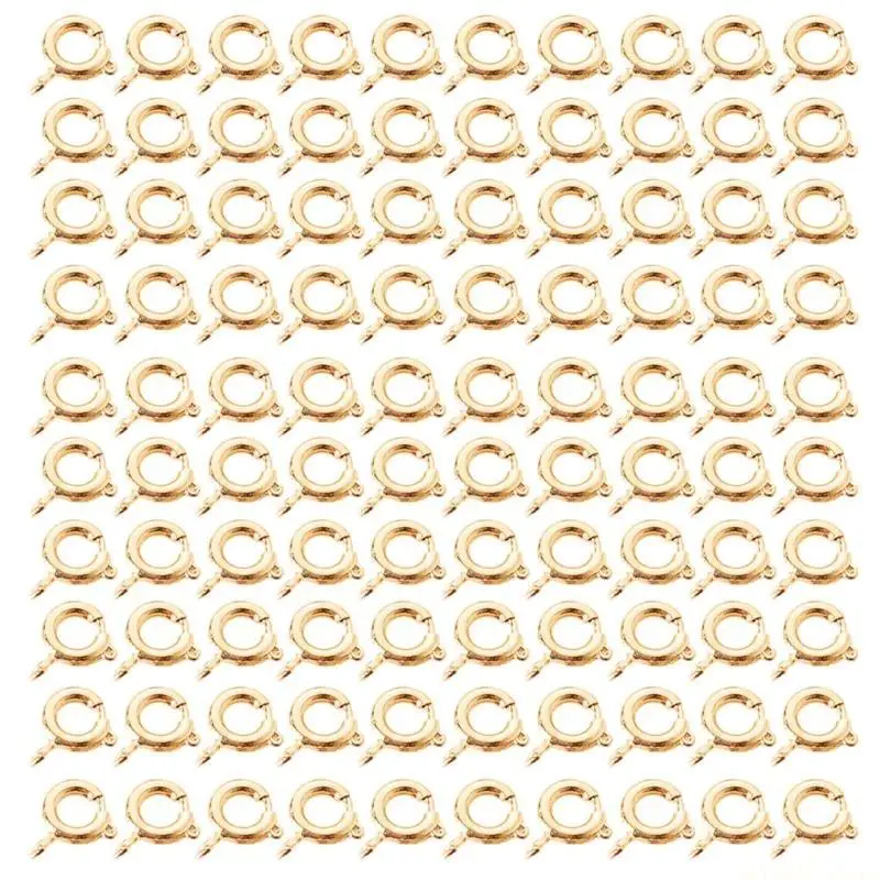 

D46E Pack of 100 Durable Spring Clasp with Jump Rings Jewelry Findings for Designers
