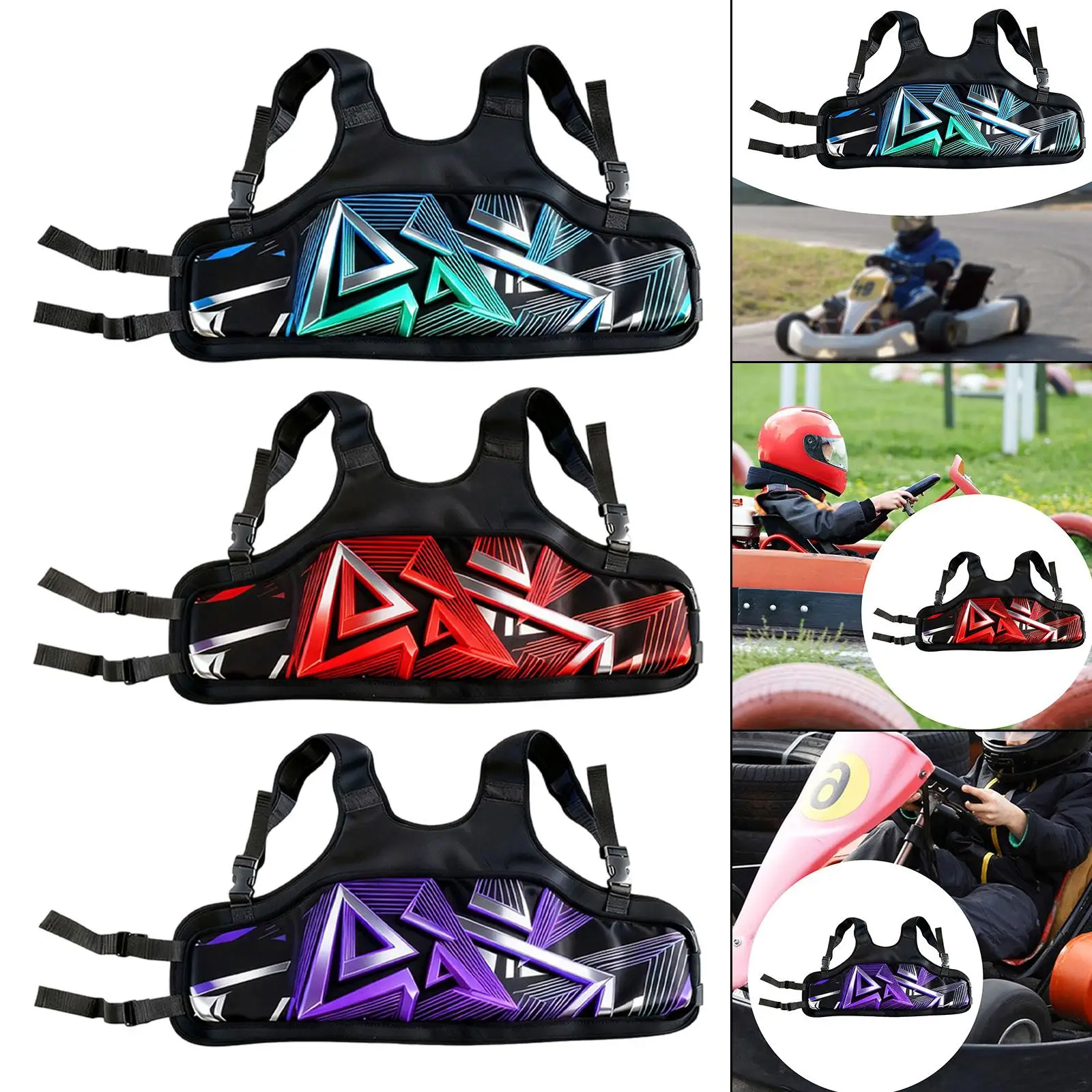 

Protective Rib Vest for Kids Go Karting Adjustable Sponge Armor Chest Shield for Youth Racing
