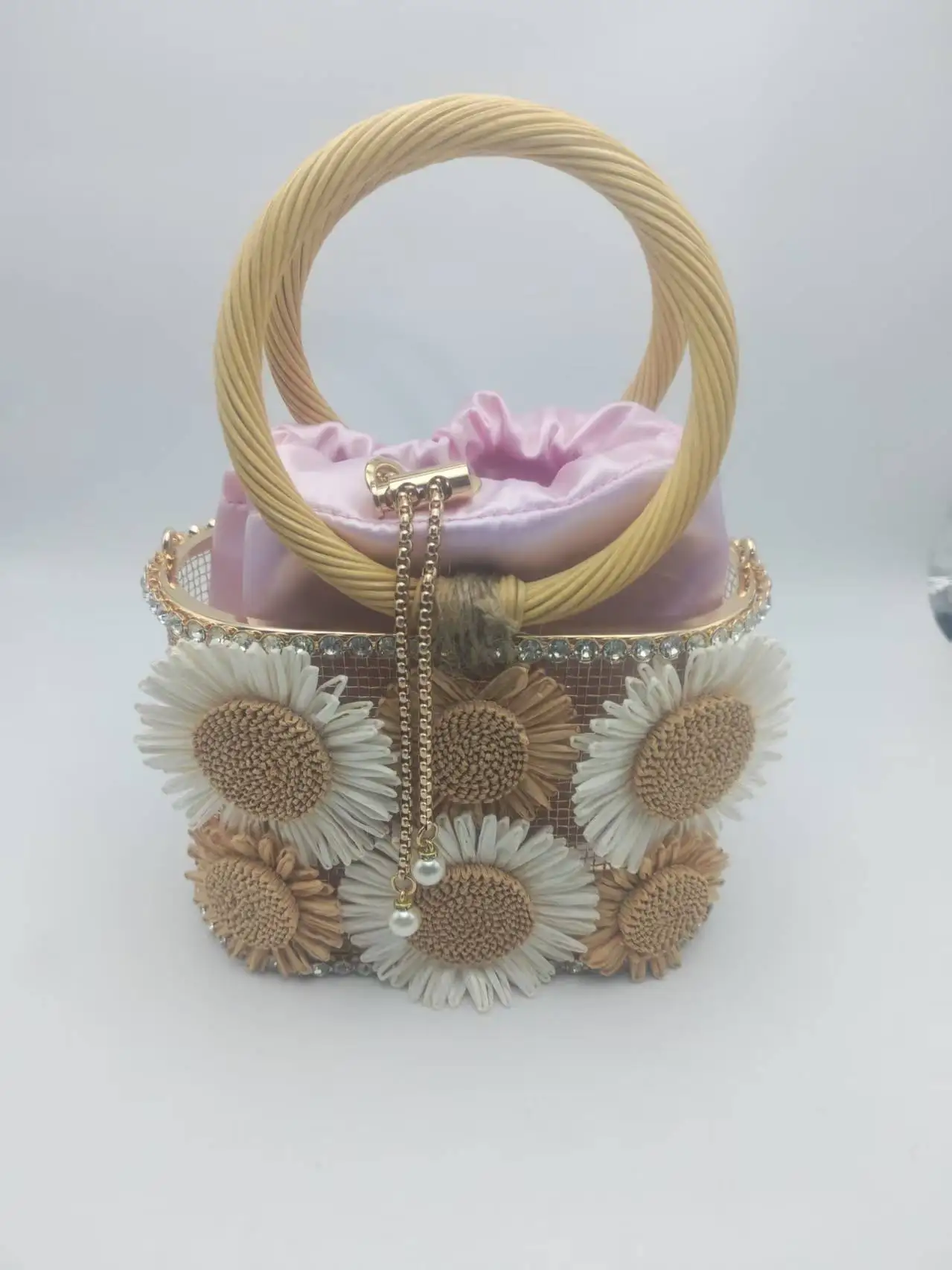 

2026 Summer Flower Bird Cage Wedding Purse Bag Handbag For Women