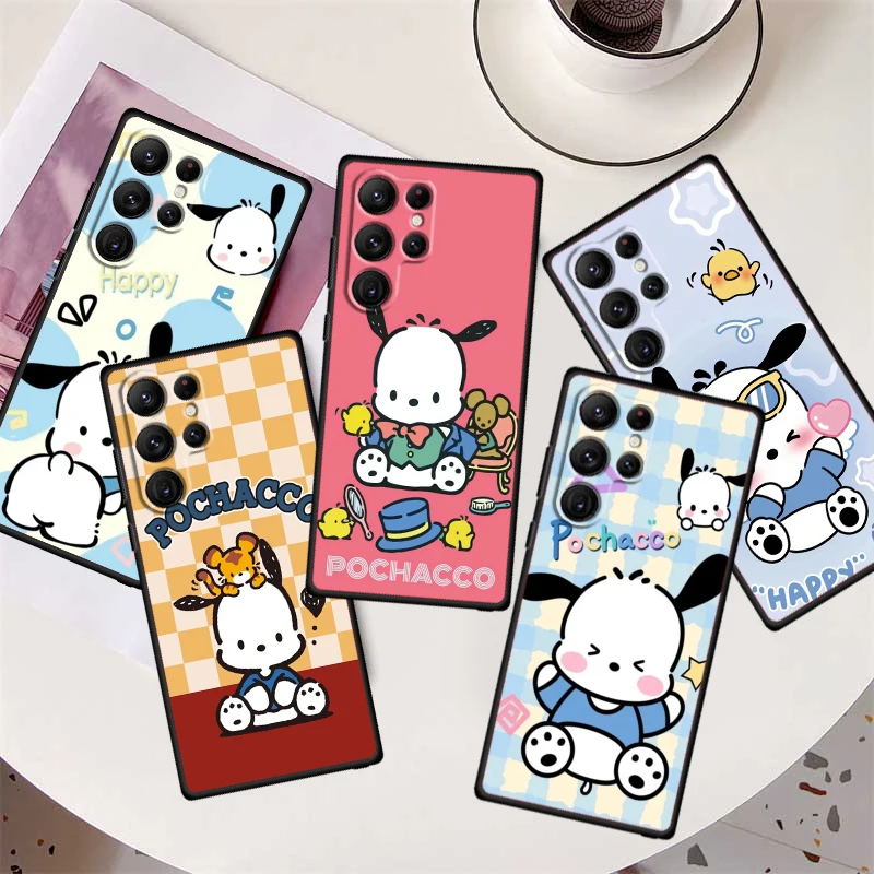 Pacha Dog Cute Cartoon For Samsung Galaxy S24 S23 S22 S21 S20 FE S10 S10E Plus Ultra Pro Lite 5G Black TPU Phone Case