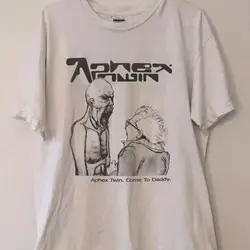 Aphex Twin Band Tshirt, Aphex Twin Graphic White Unisex Tshirt Reprint S-5XL