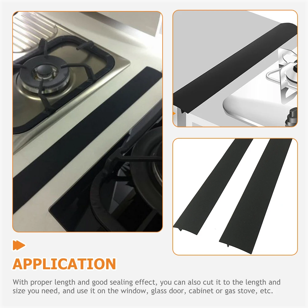 

2 Pcs Black 21 Inch Silicone Stove Gaps Covers Heat Resistant Flexible Countertop Sealing Strips Kitchen Cooker