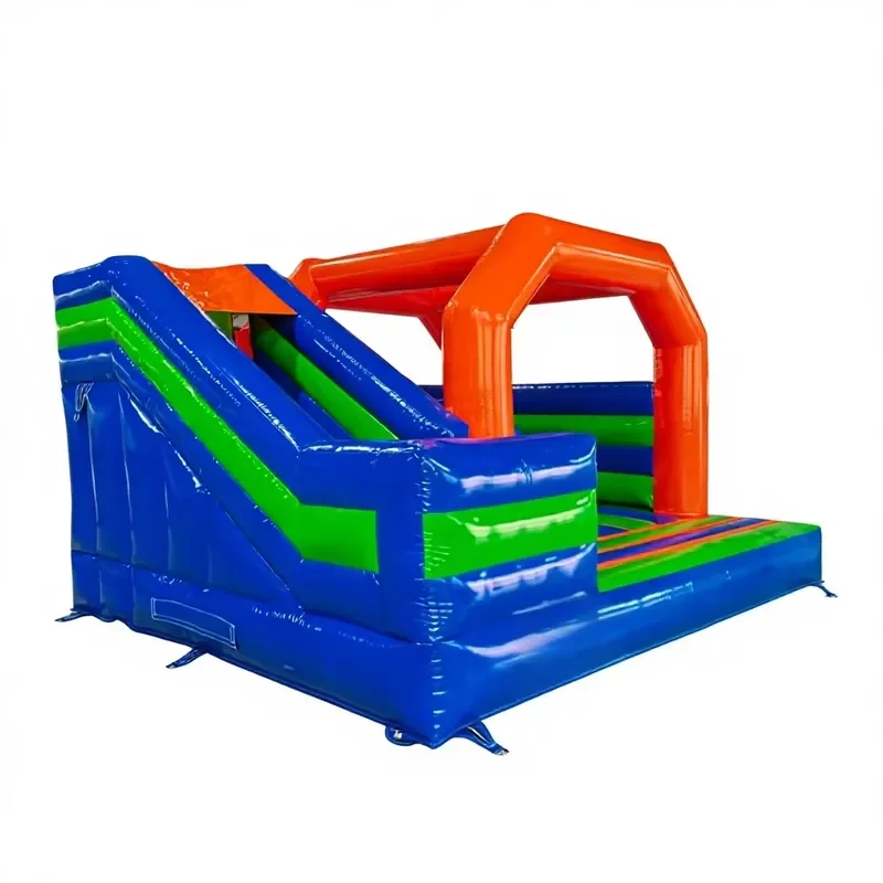PVC Inflatable Bounce House Blue Orange Green Combo Trampoline with Built-in Blower Port for City Park