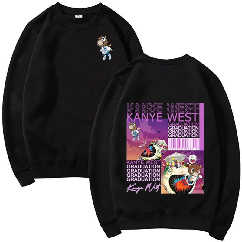 Autumn and Winter Casual Fashion Men Women Sweatshirt Kanye West Graduation Bear Reversible Printed Round Neck Sweatshirt