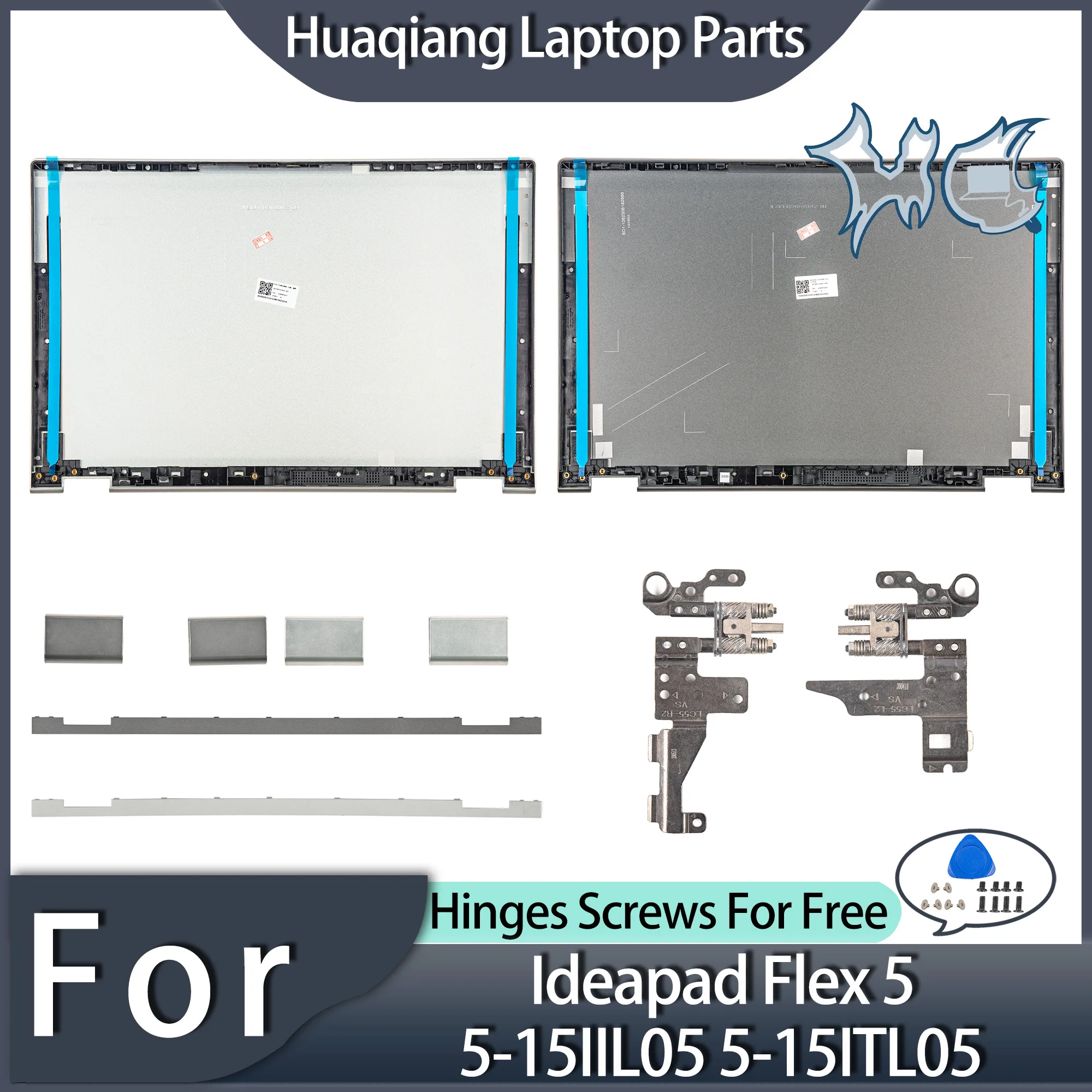 Laptop Cover For YOGA C550-15 Ideapad Flex 5-15IIL05 5-15ITL05 5-15ALC05 Screen Back Cover Hinges Hingecover Silver/Gray Replace