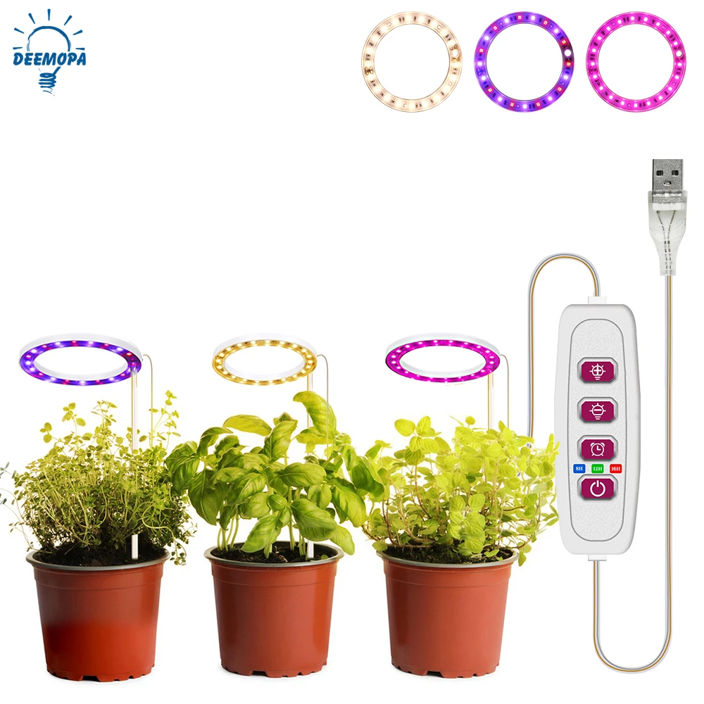 LED Grow Light Full Spectrum Plant Lamp Adjustable Dimmable Growing Lamp LED Hydroponics Lamp with Timer for Indoor Plants Light