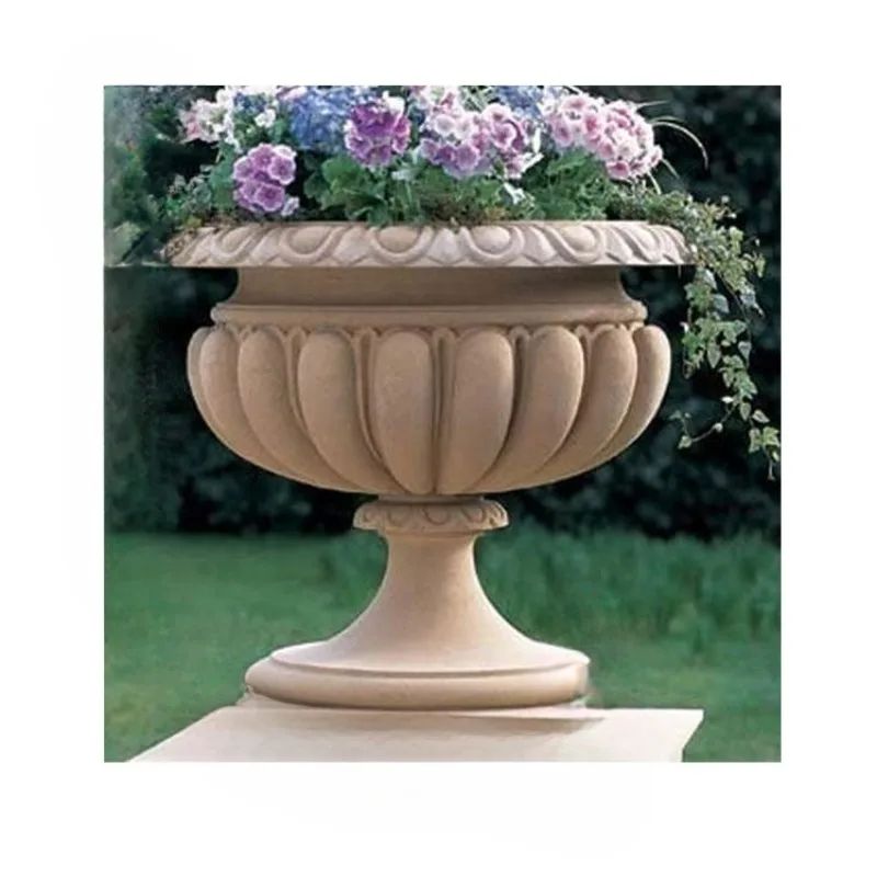 Outdoor Garden Decoration Natural Stone Marble flowerpot For Sale