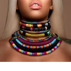 2022 Rope Necklace Earrings Set Rope Jewelry Colorful Choker Chain Necklace Drop Earring Accesories for Girls Gifts