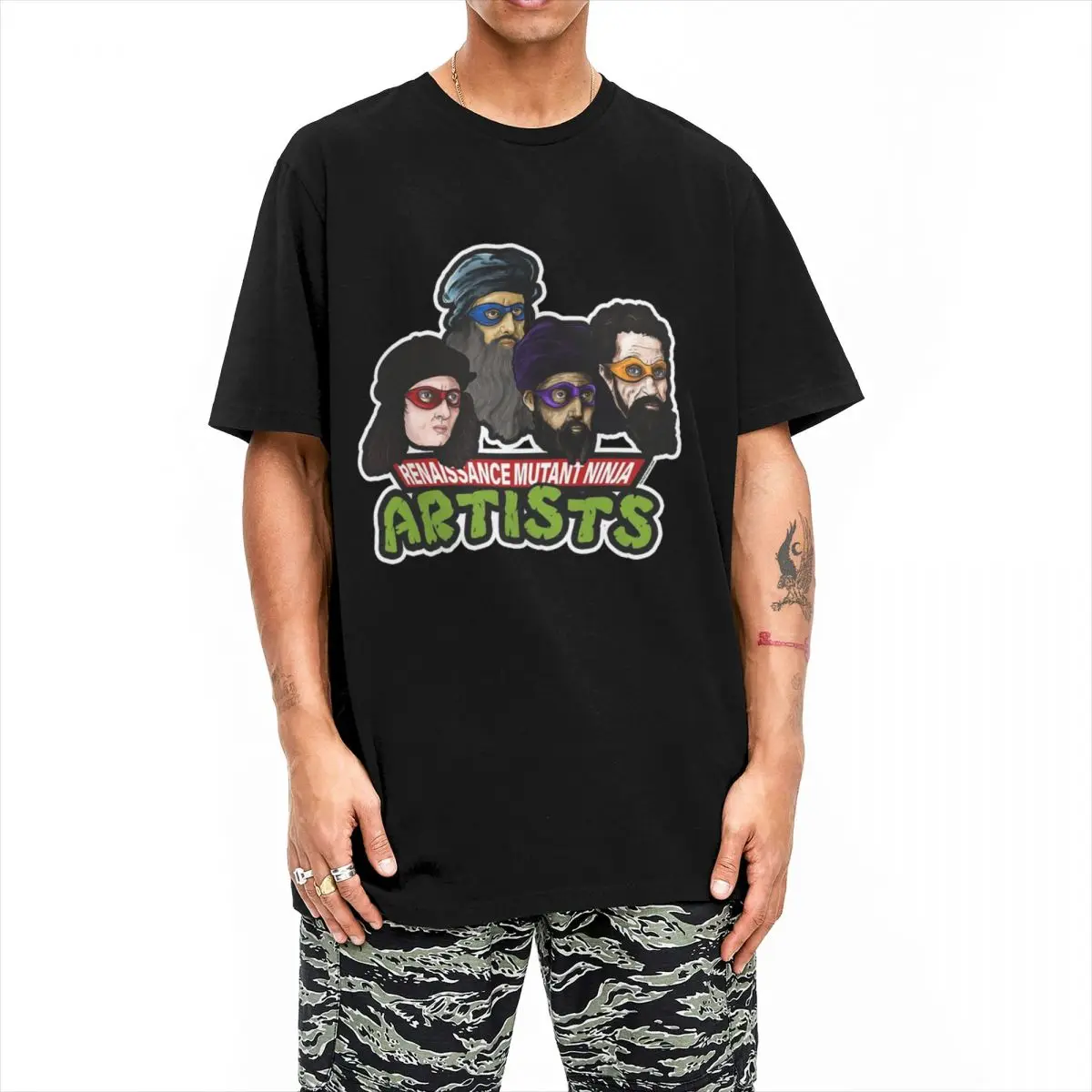 Mutant Ninja Renaissance T Shirt Men Artists Y2K Fun 100 Cotton T-Shirts Summer Comfortable Harajuku Tees Design Oversized Tops