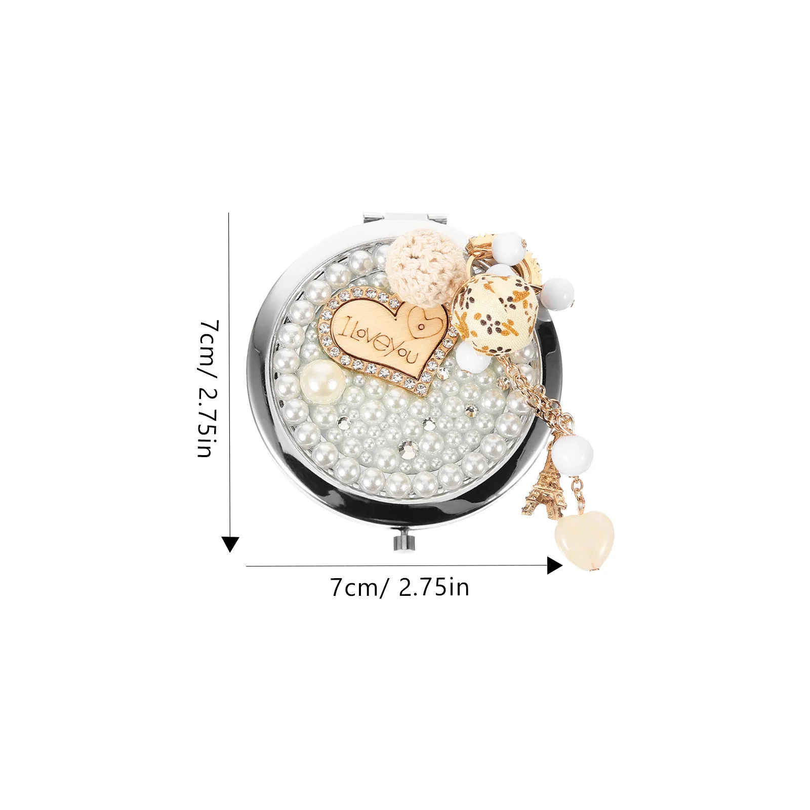 Chic Elegant Metal Compact Mirror Double Sided Portable Makeup Mirror for Women Travel Purse Bag Vanity Accessory