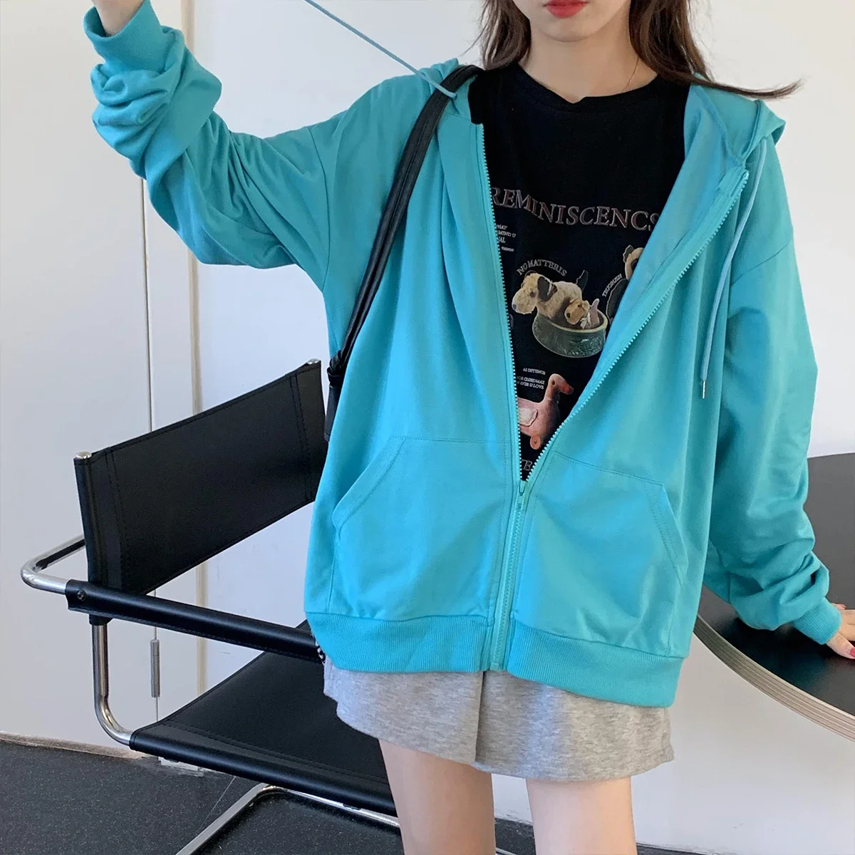 

Толстовки со шляпой, женские яркие цвета, свободные осенние карманы, BF, популярные, нежные, для пар, для отдыха, для студентов, модные, базовые, мягкие, Ins