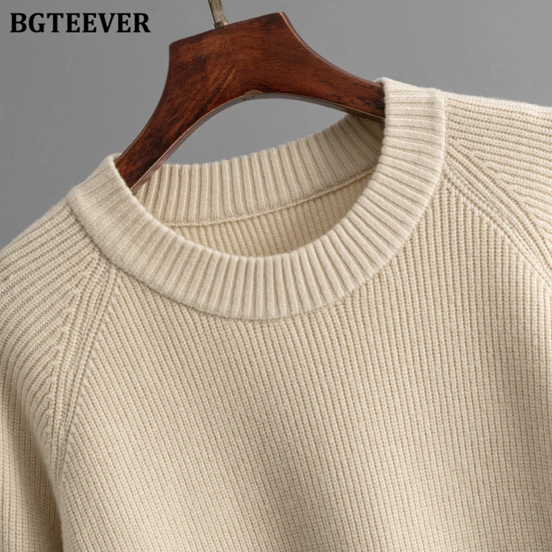 BGTEEVER Winter Warm Female 2 Pieces Sweater Set O-neck Long Sleeve Knitted Pullovers Women Knitting Trousers Suits