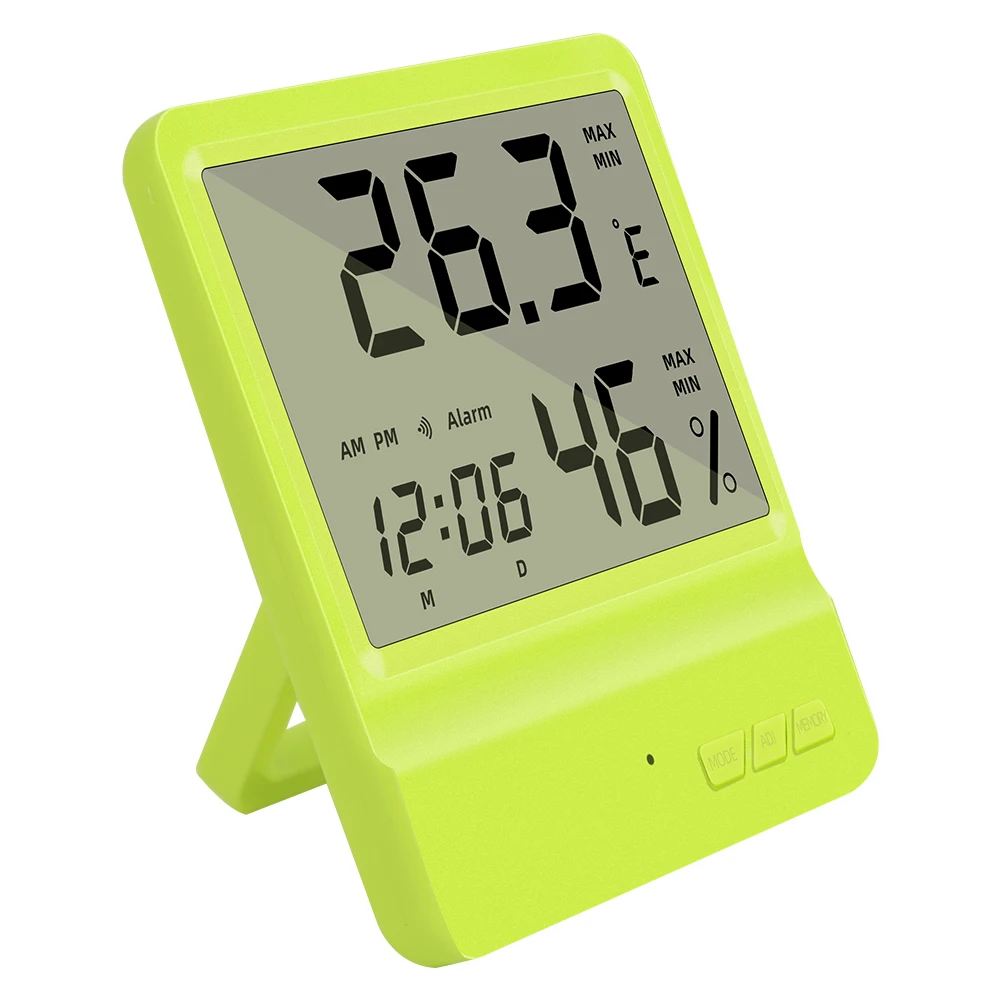 Multi-Function Indoor Temperature Humidity Meter Lcd Screen Clock Household Thermometer Hygrometer Wall Mounted & Desktop