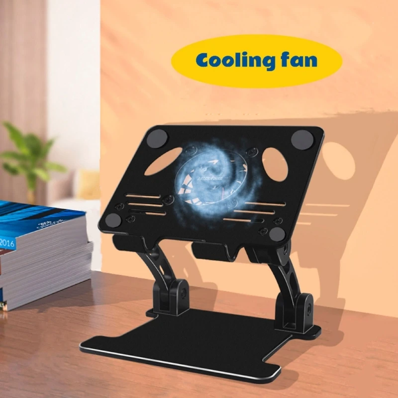 

Aluminum Laptop Stand with Cooling Fan Adjustable Ergonomic Tablet Notebook Stand Foldable Cooler Laptop Riser Laptop Holder