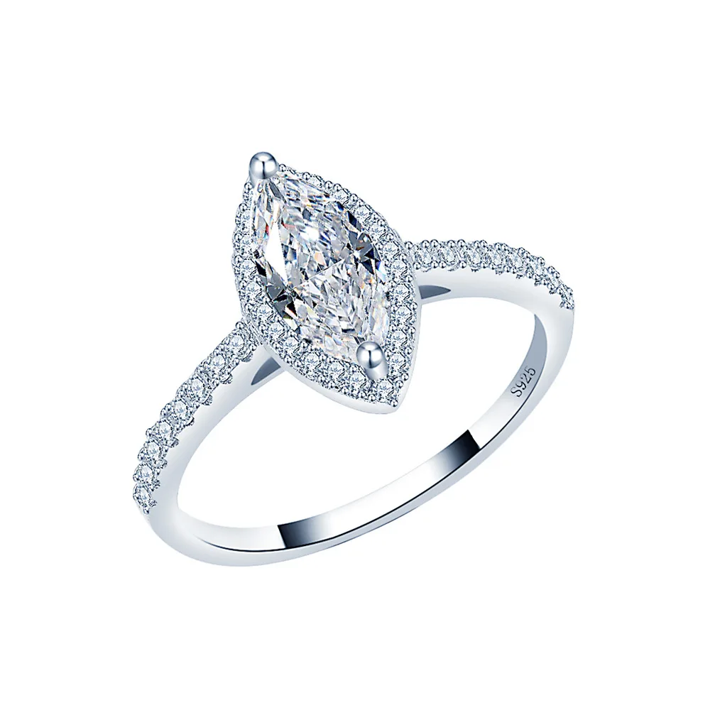 

5x10mm Marquise Cut 1CT Moissanite Ring, S925 Sterling Silver, Light Luxury Fine Jewelry for Women
