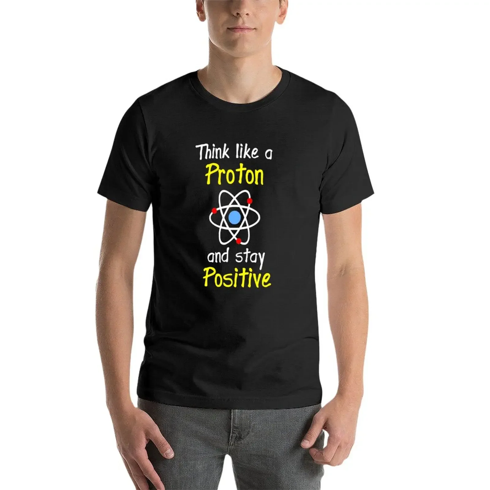 Pense como uma camiseta Proton Stay Positive, Camisas de treino para homens, Blusa branca para meninos