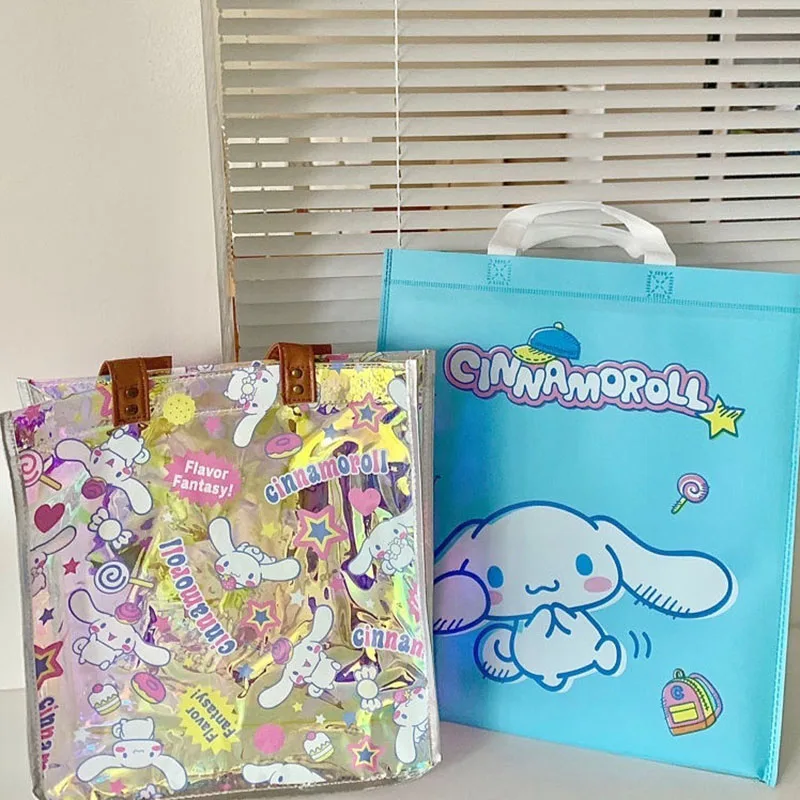 Sanrio Hello Kitty Cinnamoroll torba na ramię Cute Cartoon studentka Laser wodoodporna wodoodporna pyłoszczelna torebka prezent dla dziewczynek