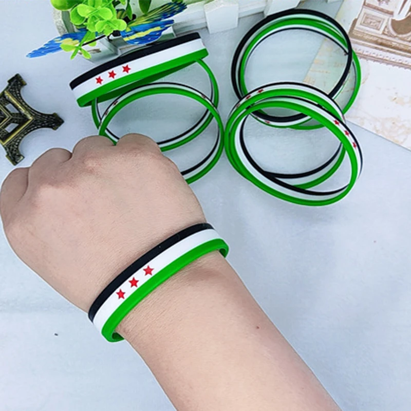 1/10pcs A Lot Syria Flag Silicone Bracelets Lot Wristband Kids Children Women Men Sport Love Friend Family