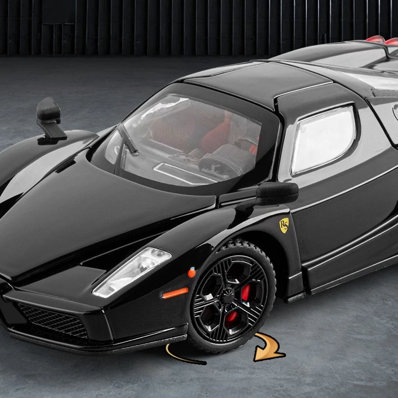 1:32 enzo simulação modelo de carro de brinquedo veículos fundidos carros de metal decoração puxar para trás som e luz menino educação presente