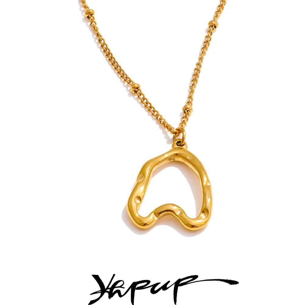 Yhpup Minimalist Stainless Steel Hollow Heart Love Drop Necklace Golden PVD Plated Arrivals 2025 Fashion Jewelry Recommend Gift
