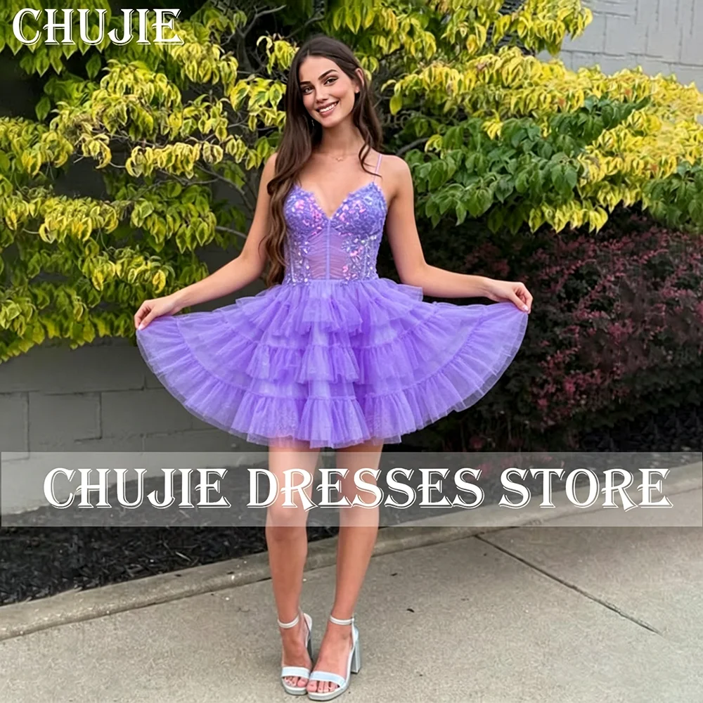 Glitter Appliques Cocktail Dress Tiered vestidos graduación adolescentes Homecoming Dresses Customized Mini Party Evening Dress
