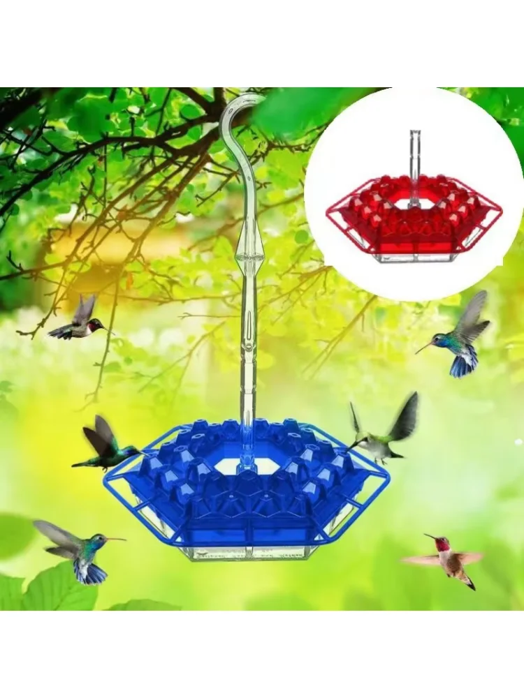 Red Hexagon Hummingbird Feeder Hanging with Hook Garden Bird Feede