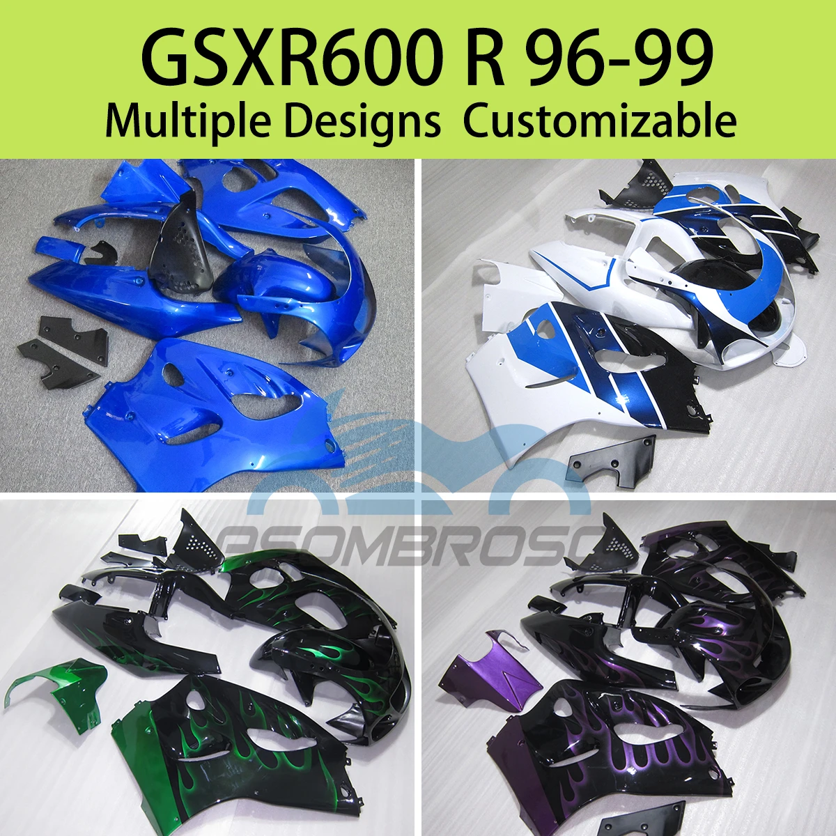

Настраиваемый комплект обтекателей для SUZUKI GSXR 600 R 1996, 1997, 1998, 1999, гоночные обтекатели мотоциклов GSXR600 96 97 98 99