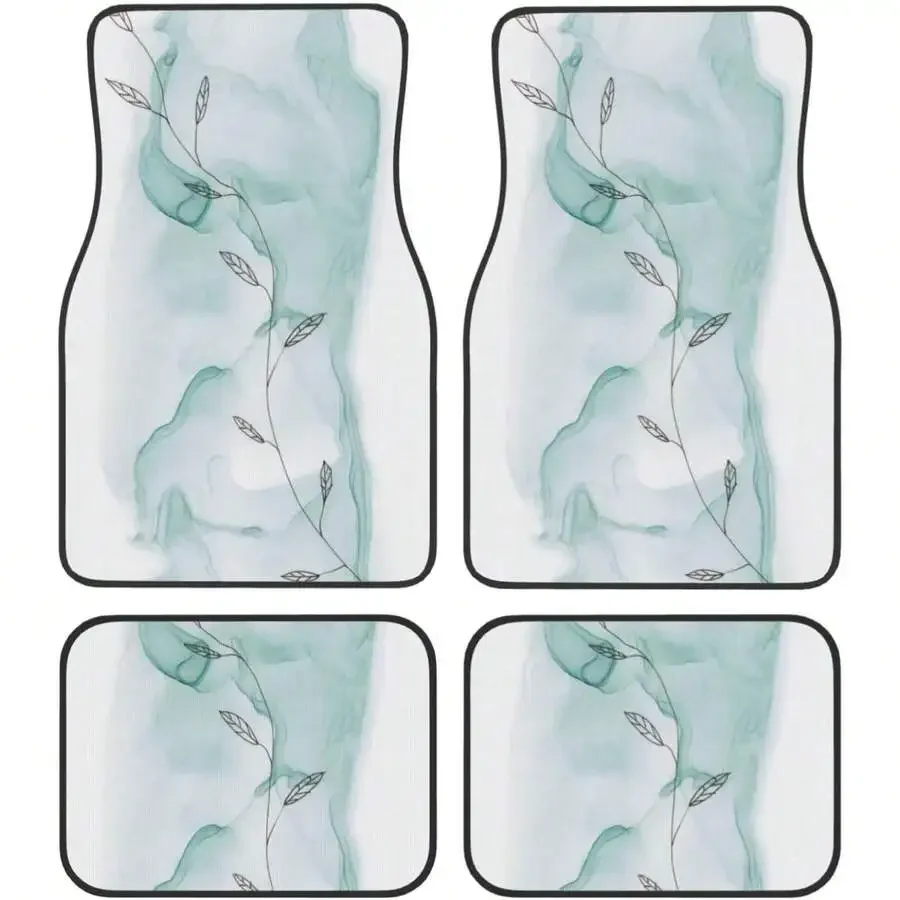 

Car Mats Set Of 4 Teal Abstract With Vine Floor Mats For Cars Universal Front Rear Vehicle Rugs Auto Accessories For Truck Sedan