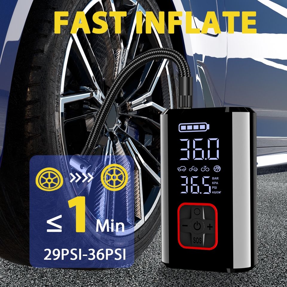  Portable Cordless Air Pump 150PSI Fast Inflation TYPE-C/USB Rechargeable with LED Light for Car Tires Bikes Balloons Inflatables 