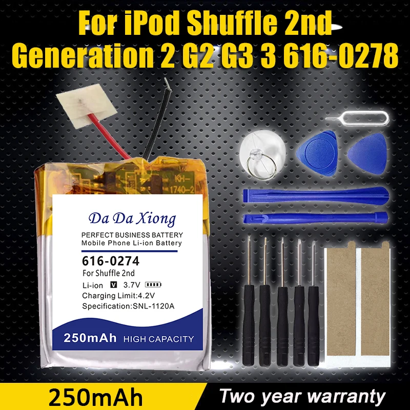 

New Battery 616-0274 616-0278 For iPod Shuffle 2 Generation Shuffle 2nd G2 1GB, G3 MP3 AHB332222W 9A24304-0067 + Free Tools