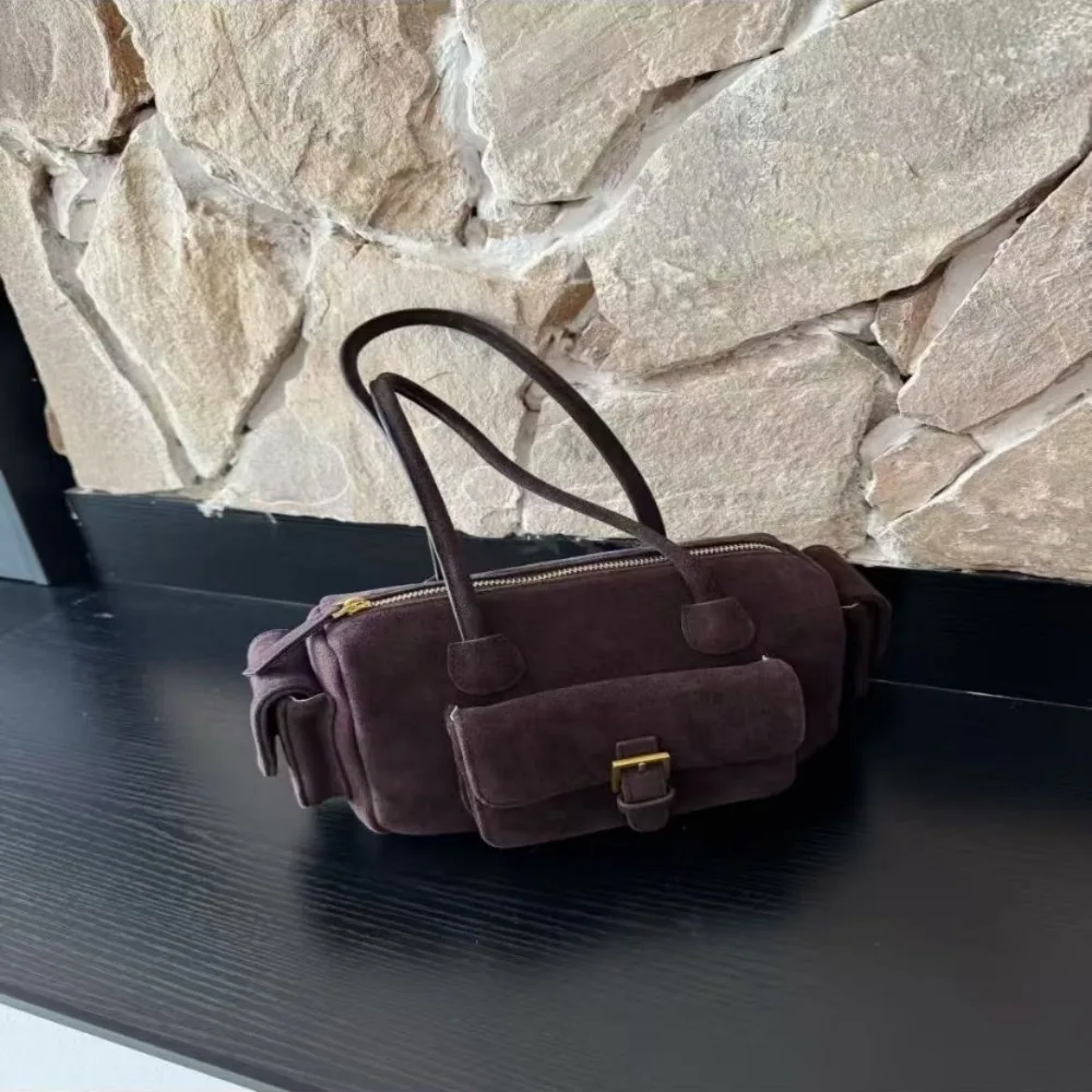 2026 New Autumn/Winter Maillard Color Series Niche Retro Matte Motorcycle Handbag Commuter Simple Versatile Texture  Fashion