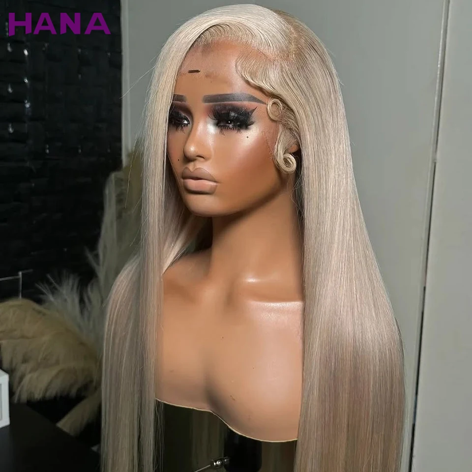 

Ash Blonde Color Straight Transparent Lace 13x4 13x6 Lace Frontal Wig Pre-Plucked Remy 7x5 Lace Closure Human Hair Wig For Women