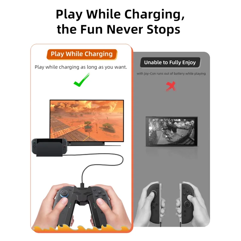 ELECT-For Switch 2 Portable Charging Grip Bracket For NS2 Joy-Con Controller Handle Charging Dock For NS2 Accessories
