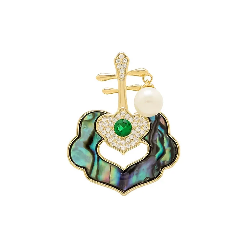 High-End Parel Abalone Dames Klassieke QiPao Broche Pin Elegante Peervormige Broche Pin Modieus Accessoire voor Dames