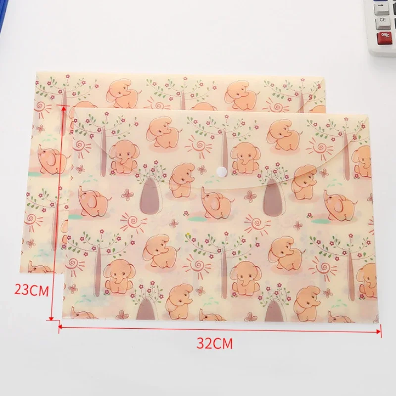 1pc A4 Cute Cartoon Animal Button File Folder PP Waterproof Student Exam Paper Document Organizer School Office Accessories
