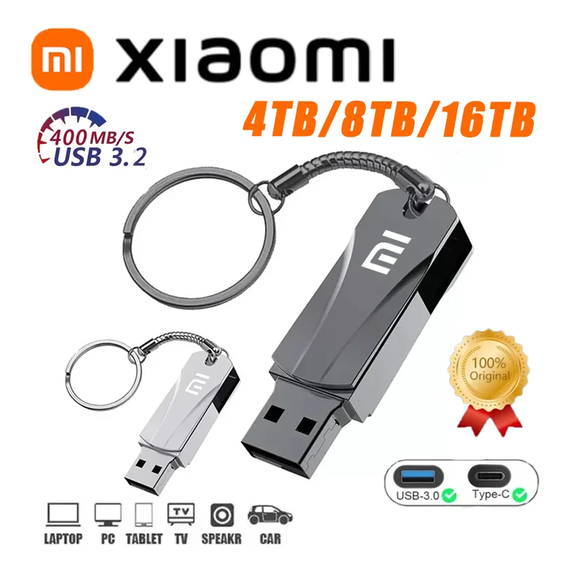 Xiaomi U Disk USB3.2 Type-C 16TB 8TB 4TB Interface Mobile Phone Computer Mutual Transmission Portable USB Memory Flash Drive New