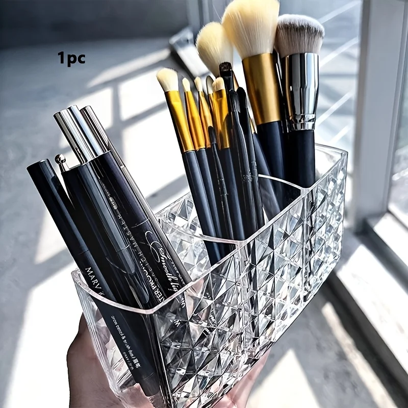 3‑Grid Plastic Cosmetic Storage Box, Desktop Organizer for Beauty Supplies & Office Accessories, Home Desk Drawer Container