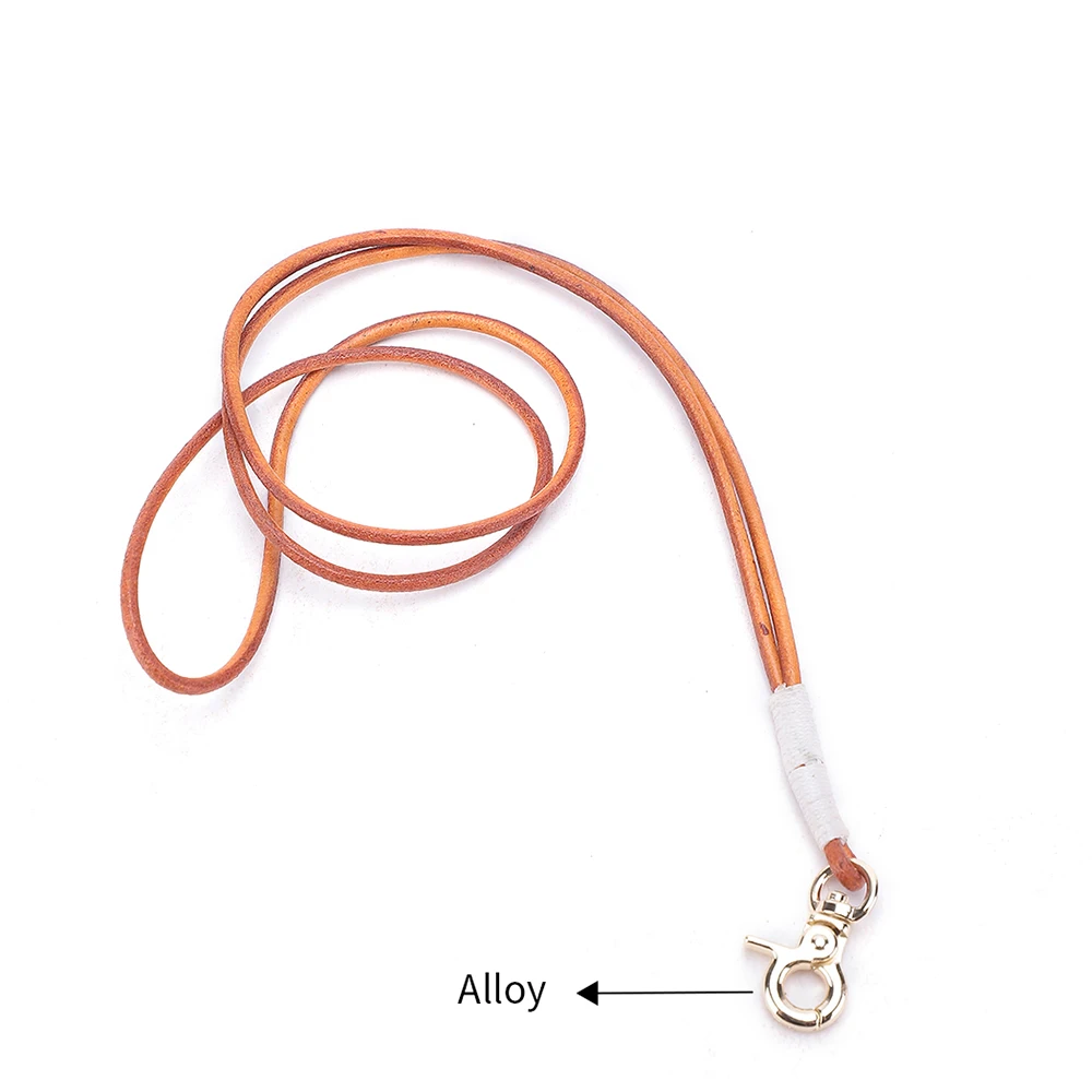 Mountaineering buckle genuine leather keychain men's anti loss rope detachable vegetable tanned leather chest tag hanging rope