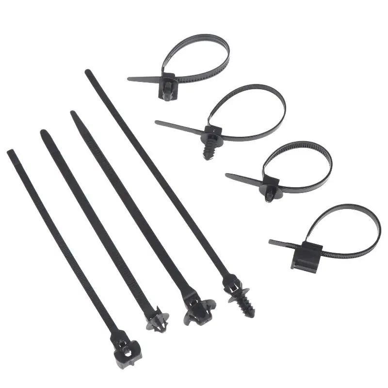20Pcs Nylon Plastic Push Mount Cable Zip Ties Self Locking Wire Harness Fastener Clips For Car Automotive Wiring Management