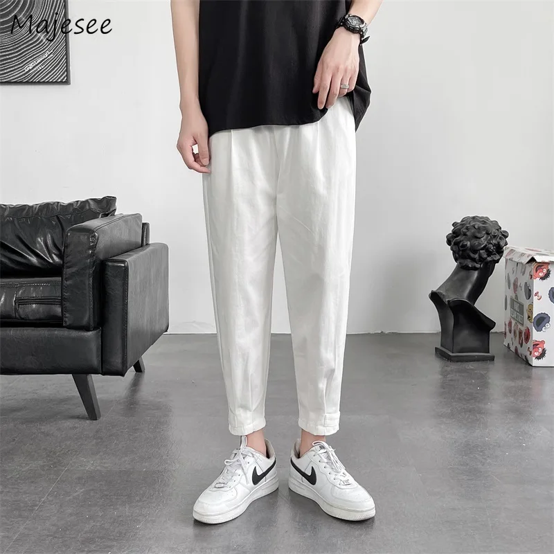 

Men Casual Harem Pants Solid Simple Korean Style Ankle-length All-match Spring New Students Fashion Popular Males Bottoms Design